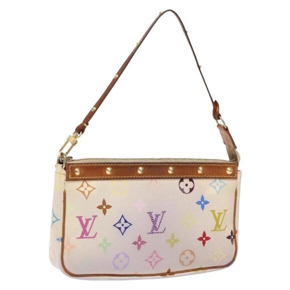 LOUIS VUITTON Monogram Multicolor Pochette Pouch White M92649 LV Auth 138420 - Picture 1 of 16